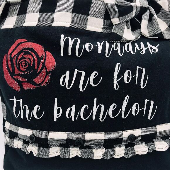 Handmade Tote Bag: Repurposed, Mondays are for the Bachelor Black White Red - Picture 3 of 8